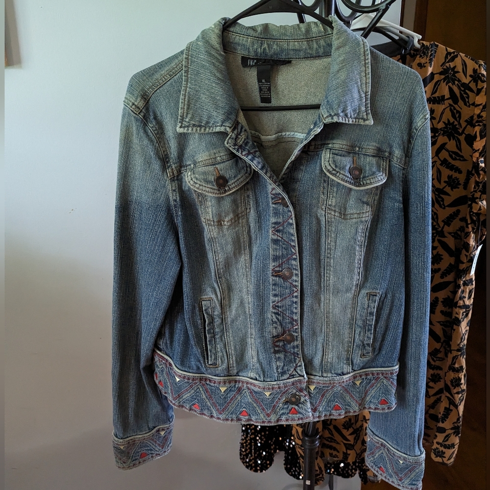 INC -  Embroidered Jean Jacket